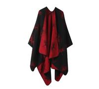 Winter Shawl Wraps Poncho Cape Women’s Warm Open Front Printed Reversible Oversized Blanket Cardigan Elegant Knitted Fall Wool Plaid Sweater Fleece Scarf Coat
