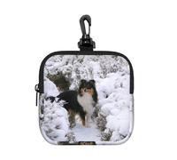 Winter Sheltie Wallpaper, Square Zipper Storage Bag, Neoprene Coin Purse, Small Wallets, Change Pouch, Change Purse