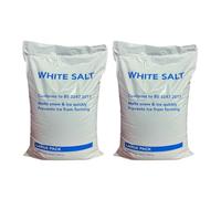 Winter Shield® 2 x 25KG White De-Icing Rock Salt, Premium Quality, Fast-Acting, Effective on Snow and Ice, Safe for Driveways, Pathways, Roads & More (2 Bags of 25KG)