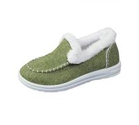 Winter Shoes for Women UK Warm Plush Embroidered Slip On Flat Sneakers Cozy Comfortable Everyday Casual Footwear for Fall and Winter Seasons(B-Green,8)