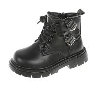 Winter Shoes Girls Children Lace-Up Boots Riding Boots Winter Warm Winter Shoes Lined Half Boots Plush Boots Winter Boots Traditional Shoes Casual Boots Ankle Boots, black, 3 UK