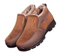 Winter Shoes Men's Lined Waterproof Comfortable Winter Boots Fashion Thermal Shoes Warm Outdoor Snow Shoes - Round Toe Winter Boots Non-Slip Winter Ankle Shoes Fluffy Plush Snow Boots, gold, 7 UK