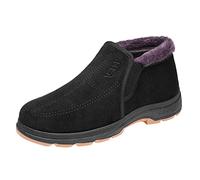 Winter Shoes Men's Warm Lined Plush - Winter Breathable Snow Shoes - Non-Slip Leisure Shoes Outdoor Thermal Shoes Trekking Shoes Thick Winter Boots Comfortable Low Boots, black, 10 UK