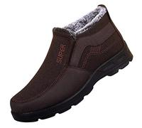 Winter Shoes Men's Warm Lined Snow Shoes Men Without Lacing Hiking Shoes Slip On Outdoor Shoes Vintage Winter Boots Plain Snow Boots Classic Comfortable Casual Shoes, a, 9.5 UK