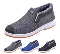 Winter Shoes Men's Warm Lined Waterproof Snow Shoes Breathable Non-Slip Snow Boots Outdoor Hiking Shoes Striped Winter Boots Thermal Shoes Men's Boots Casual Shoes, gray, 7 UK