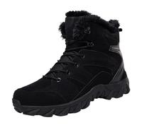 Winter Shoes Men's Warm Winter Boots Men Snow Boots Winter Boots Fashion Pattern Simple Plain Thickened Warm Comfortable Lacing Winter Boots Men, black, 9.5 UK