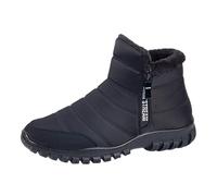 Winter Shoes Men's Warm Winter Boots Men's Snow Boots Cotton for Winter Non-Slip Warm Splash Proof Side Zip Casual Short Boots Winter Shoes Lined, black, 8 UK