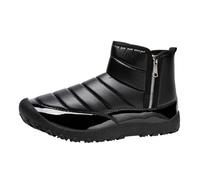 Winter Shoes Men's Warm Winter Boots Men's Winter Fashion Down Fabric Splash Proof Double Zip Snow Boots Plus Cotton Thickened Warm Outdoor Winter Shoes Cotton, black, 8.5 UK