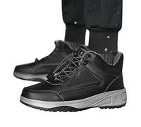 Winter Shoes Women's Black Snow Boots Men's Warm Lined Cotton Shoes Plus Velvet Sports Shoes Thermal Snow Shoes Non-Slip Running Shoes High Top Hiking Shoes Plain Comfortable Trainers, black, 8 UK