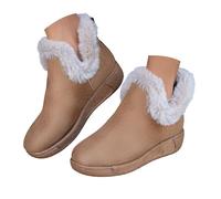 Winter Shoes Women's Warm Lined Ankle Boots Plush Warm Snow Boots | Soft lining thermal boots, flat transition shoes, lightweight winter boots, ankle boots for slip-on
