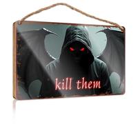 Winter Sign For Front Door Dark Wings Of Evil: The Fiery Warning Wooded Sign Back Yard Decorations Beach Decorations For Home(20X30CM)