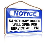 Winter Sign For Front Door Notice Sanctuary Doors Will Open For Service At_ Pm Wooden Sign Bar Signs For Home Decor Funny Office Signs(23X35CM)