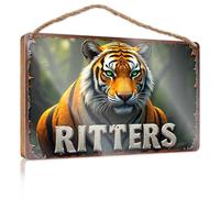 Winter Sign For Front Door Ritters: The Mighty Tiger'S Roar Wooded Sign Back Yard Decorations Beach Decorations For Home(23X35CM)