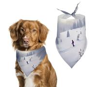 Winter Skiing Dog Bandana Triangle Dog Scarf Washable Polyester Dog Bibs Cute Pet Bandana for Medium Large Dogs Puppy and Cats