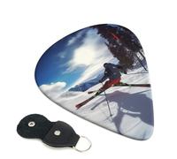 Winter Skiing Guitar Plectrums, 6 Guitar Plectrums, Printed on both sides for Electric Guitar Bass Ukulele (0.46 mm 0.71 mm 0.96 mm)