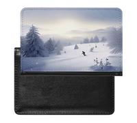 Winter Skiing Passport Holder Passport Wallet Document Organizer Protector PU Leather Card Slot Travel Accessories