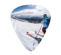 Winter Skiing Printed Guitar Picks 12-Piece Set - Comfortable, Versatile Plectrum for All Guitar Styles & Players