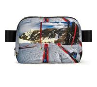 Winter Skiing Square Fashion Waist Bag with Print,Water-Resistant Twill Fabric,Chest Pack Or Belt Bag, Adjustable Strap 65-120cm for Men Women