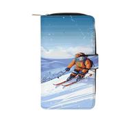 Winter Skiing Wallet Multifunctional Leather Wallets for Men Compact Long Wallet Credit Card Holder Passport Bag