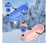 Winter Sled, Frost-Resistant Sled, Plastic Sled, Thickened Sled, Children's Cartoon Bear Sled, Sled with Wheels and Big Backrests