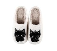 Winter Slippers Women Black Bathroom Bedroom Halloween Christmas Wide Fit Shoes Women's Winter Slippers Cute Cartoon Design Thick Warm Fleece Indoor Footwear Perfect for Home Relaxation Cozy Comforta