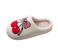 Winter Slippers Women's Plush Slippers Women's Fluffy Felt Slippers Memory Foam Cuddly Flat Slippers with Soft Rubber Sole Abrasion Resistant Women's Shoes Winter Slippers at Home, White, 12 UK
