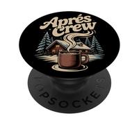 Winter Snow Après Ski Cabin Crew Coffee Lodge Scene Mountain PopSockets Adhesive PopGrip