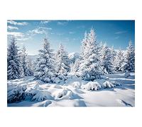 Winter Snow Backdrop 5x3ft Pine Forest Snow Mountain Snowy Scenery Photography Background Winter Holiday Outdoor Woodland Snow Backgrounds for Christmas Decor