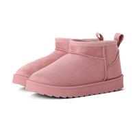 Winter Snow Boots for Kids-Water Resistant Warm Plush Lined Ankle Boots with Non-Slip Sole, Cosy Faux Suede Mini Boots (PINK MICRO, 1, Little Kid, 12, Numeric, UK Footwear Size System, Medium)