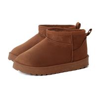 Winter Snow Boots for Kids-Water Resistant Warm Plush Lined Ankle Boots with Non-Slip Sole, Cosy Faux Suede Mini Boots (CAMEL MICRO, 1, Little Kid, 13, Numeric, UK Footwear Size System, Medium)