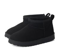 Winter Snow Boots for Kids-Water Resistant Warm Plush Lined Ankle Boots with Non-Slip Sole, Cosy Faux Suede Mini Boots (BLACK MICRO, 1, Little Kid, 11, Numeric, UK Footwear Size System, Medium)