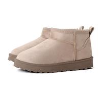 Winter Snow Boots for Kids-Water Resistant Warm Plush Lined Ankle Boots with Non-Slip Sole, Cosy Faux Suede Mini Boots (BEIGE MICRO, 1, Little Kid, 11, Numeric, UK Footwear Size System, Medium)