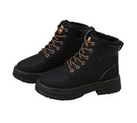 Winter Snow Boots for Men ,Warm Fur-Lined Booties Non-slip Motorcycle Combat Boots Outdoor Lightweight Comfortable Casual Hiking Short Boot High Top Fashion Athletic Walking Shoes #A1_Black Size 5