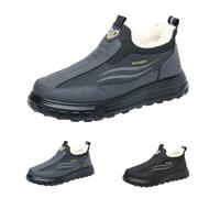 Winter Snow Boots for Mens Size 6 Warm Fur Lined Slip On Loafers Plush Thick Comfortable Booties Outdoor Non-Slip Waterproof Boots Lightweight Hiking Walking Shoes Grey