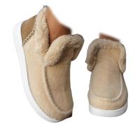 Winter Snow Boots for Women Orthopedic Arch Support Outdoor Non Slip Comfortable Trendy Slip On Ankle Booties Warm Cozy Fleece Lined Suede Slipper Boots Loafer Outdoor Walking Slipper Booties