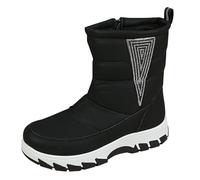 Winter Snow Boots for Women UK Trekking Boots Womens Comfort Casual Water Resistant Boot Women's Winter Large Size Side Zipper Booties European American Plus Velvet Thick Warm Mid Tube Cotton Booties