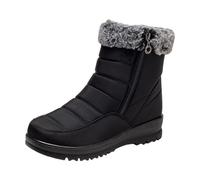 Winter Snow Boots Fur Lined Warm Ankle Boots Side Zipper Lightweight,Snow Boots Twin Peaks Fur Cuff Mid-Calf Waterproof Women'S,Flat Chunky Bottom Ankle Boots Cushion Walk Shoes