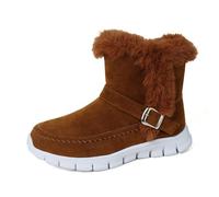 Winter Snow Boots Women PU Leather Comfortable Combat Waterproof Ankle Boots Fashion Fluffy Shoes Warm Thickened Non-Slip Boot