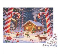 Winter Snow Cabin 1000 Piece Jigsaw Puzzle Paper Adult Puzzle Game Festive Candy Scene Focus Leisure Home Decor 70x50cm/1000pcs