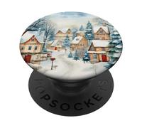 winter snow Christmas tree covered with snow and country PopSockets Adhesive PopGrip