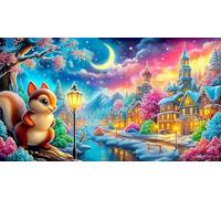 Winter-Snow-City 1000 Piece Recycled Paper Puzzle Game Challenging Puzzles Fun Present & Activity for Home for Adults and Kids Age 12 Years + 38x52cm/1000pcs