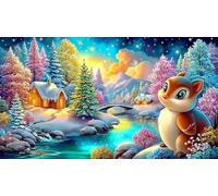 Winter-Snow-City 1000 Piece Recycled Paper Puzzle Game Challenging Puzzles Fun Present & Activity for Home for Adults and Kids Age 12 Years + 70x50cm/1000pcs