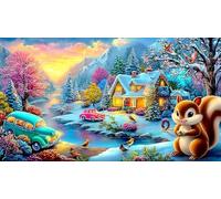 Winter-Snow-City Adult Jigsaws 1000Pc Educational Game Decompression Fun Present & Activity for Home for Adults and Kids Age 12 Years + 38x52cm/1000pcs