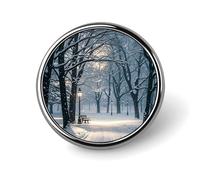 Winter Snow Falling in The Park Button Pins - Personalized Round Badges for Women Men Custom Photo Buttons for Backpack Cloth Decoration Souvenir Gifts, Metal Badge Brooch Party Costume Accessory
