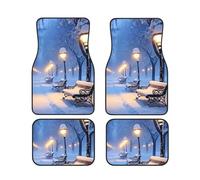 Winter Snow Falling In The Park Car Floor Mats With Non-Slip Backing - Absorbent Interior Protector For Cars, Suvs & Vehicles - Easy To Clean, Durable Car Carpets
