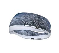 Winter Snow Falling in The Park Headband Hair Sweat Headband Head Wrap Hair Non-Slip Stretchable Washable Makeup Headband