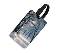 Winter Snow Falling in The Park Luggage Tag for Suitcases Tsa Approved with Name Id Card Suitcase Tags Identifiers Black Strap Clear Window Personalized Baggage Tag for Cruise Airport Travel Essential