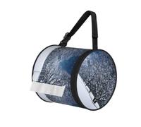 Winter Snow Falling In The Park Print Cylinder Tissue Organizer Bag With Strap, Portable Toilet Roll Holder For Camping Car