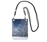 Winter Snow Falling In The Park Print Sling Bag For Men Women, Casual Mini Phone Purses, Anti-Theft Phone Bag, For Hiking Travel, Black, One Size