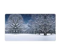 Winter Snow Falling in The Park Printing Desk Mat Ideal for Large Mouse Pad, Horizontal Oversized Rubber Mouse Pad 16x29.5in,Office